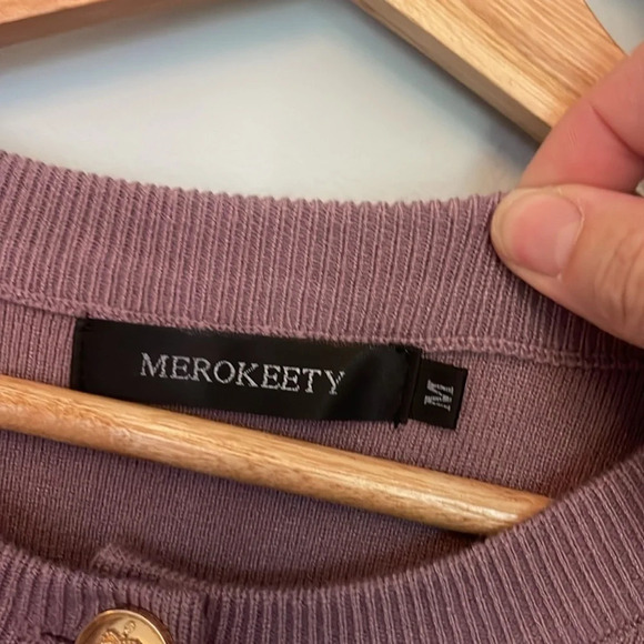 Merokeety Women’s size Medium sweater dress gold buttons short sleeved pockets - Picture 3 of 8